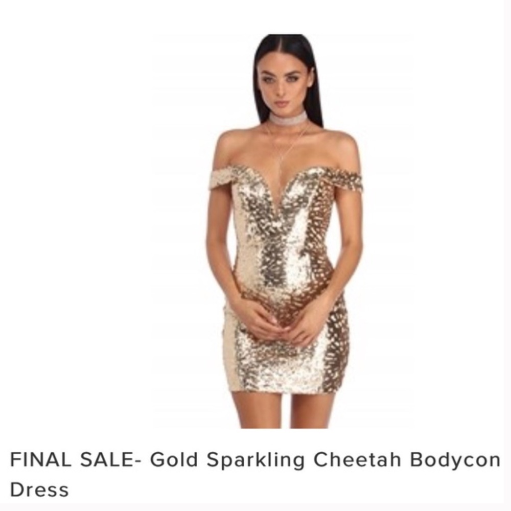 Windsor Gold Sparkling Cheetah Bodycon Dress